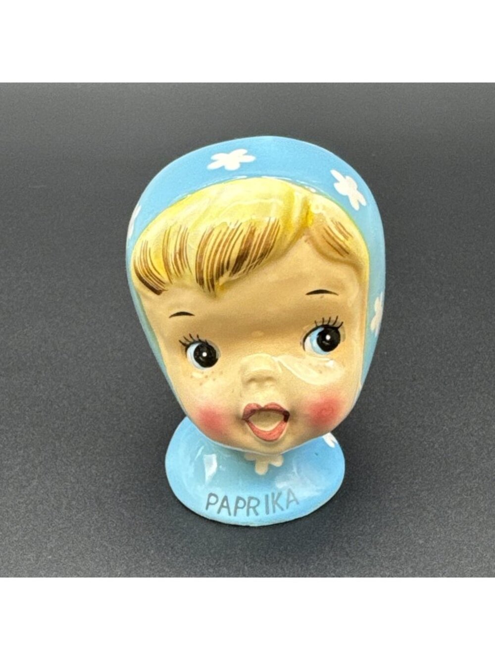Vintage Napco Little Miss Cutie Pie Paprika Blue Girl Shaker Spice MCM